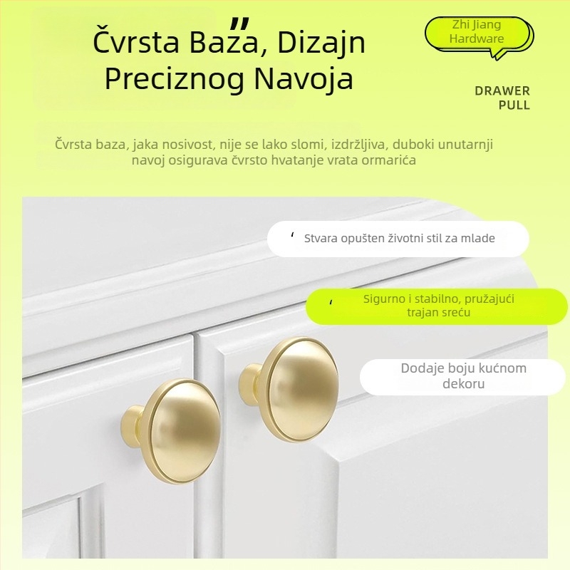 Gumbi za kuhinjske ormariće od cinkaste legure, završni premaz champagne bronze, zlatni gumbi za ladice, ručica s jednim otvorom