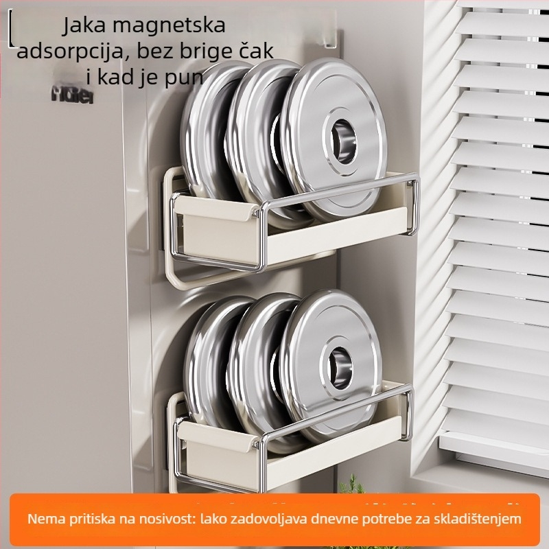Magnetski organizator za hladnjak – bočno skladištenje i držač plastične folije, kuhinja.