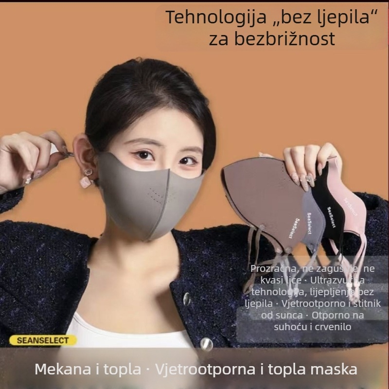 Ženska zimska bezšivna ultrazvučna topla maska, 3D konturirani dizajn, zaštita očiju, otporna na vjetar i hladnoću, za vožnju bicikla.