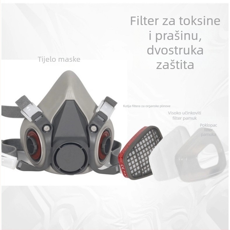 6200 Maska za plin za prskanje bojama, pesticidima, kemikalijama, formaldehidom; zaštita cijelog lica od prašine i plinova u rudnicima