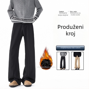 Proširene duge muške casual hlače ravnog kroja s drapom, visina 190 cm, struk 115, blago šire nogavice
