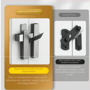 180° zasun za vrata od aluminijskog legura, za drvena kupaonska vrata, protiv krađe