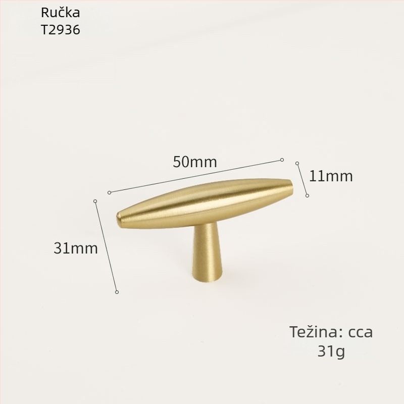 Drška za vrata ormara od čvrstog mesinga, za vrata ormara i ladice; moderan minimalistički stil, lagani luksuz, zlatni završetak