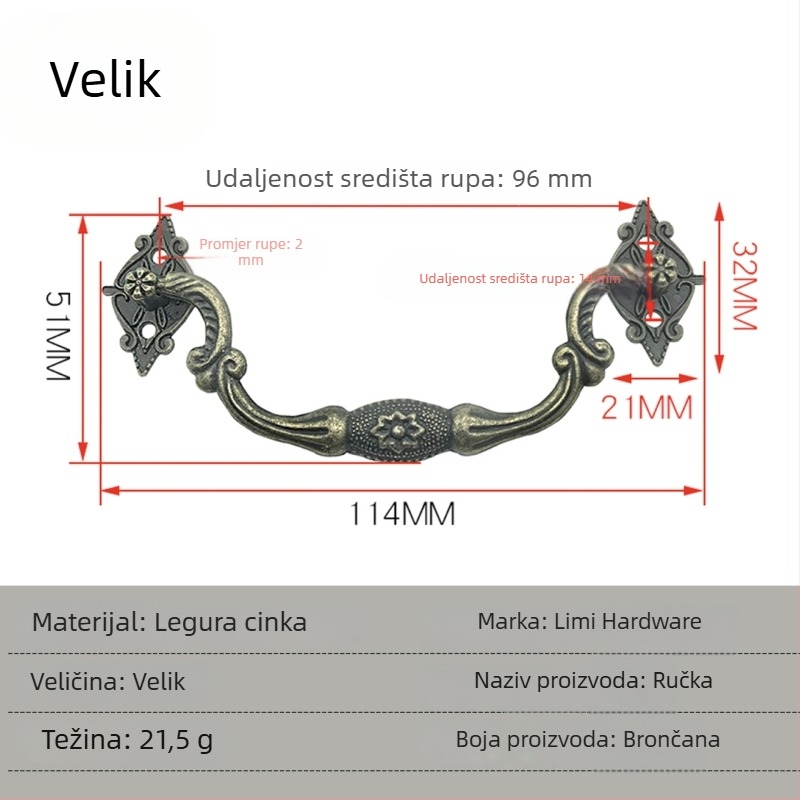 Šest ručki od antik brončane boje s osam zvjezdica, europski vintage stil, za drvene kutije za nakit i vino