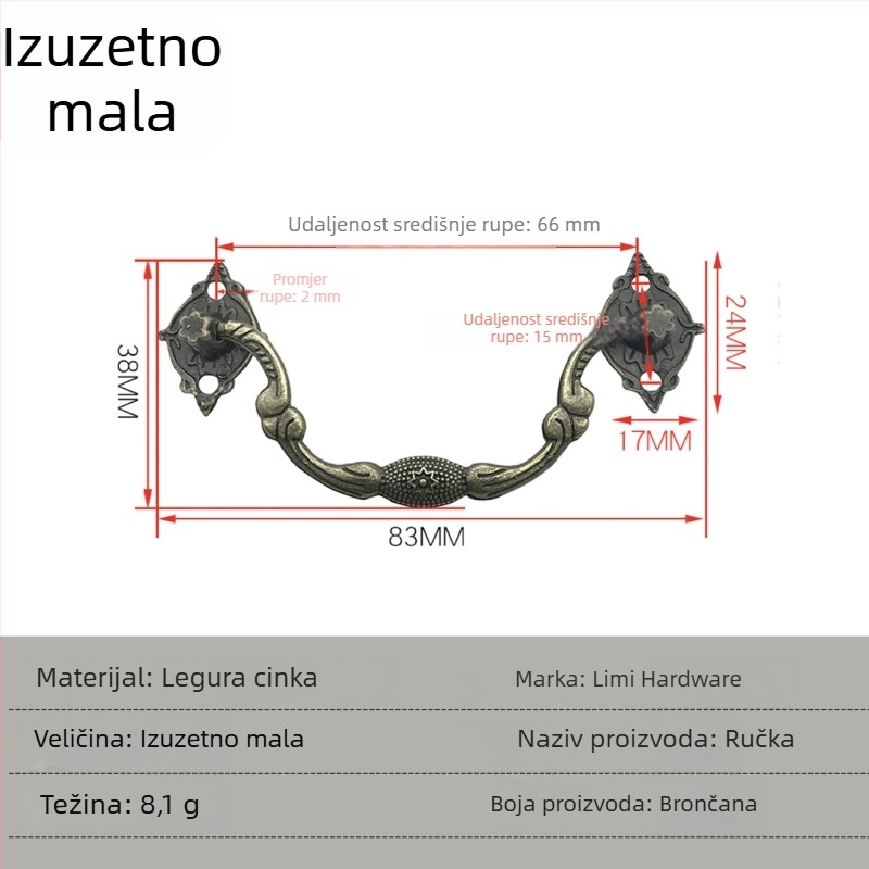 Šest ručki od antik brončane boje s osam zvjezdica, europski vintage stil, za drvene kutije za nakit i vino