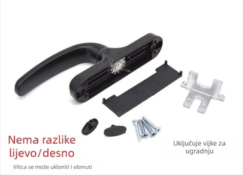 Kljuka za prozor od aluminijske legure za prozore s izbacivanjem prema van i sklopnim otvaranjem, unutarnja/ vanjska ručica s bravi, vintage stil, rastojanje rupa 105 mm