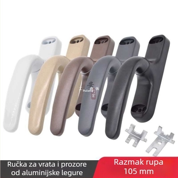 Kljuka za prozor od aluminijske legure za prozore s izbacivanjem prema van i sklopnim otvaranjem, unutarnja/ vanjska ručica s bravi, vintage stil, rastojanje rupa 105 mm