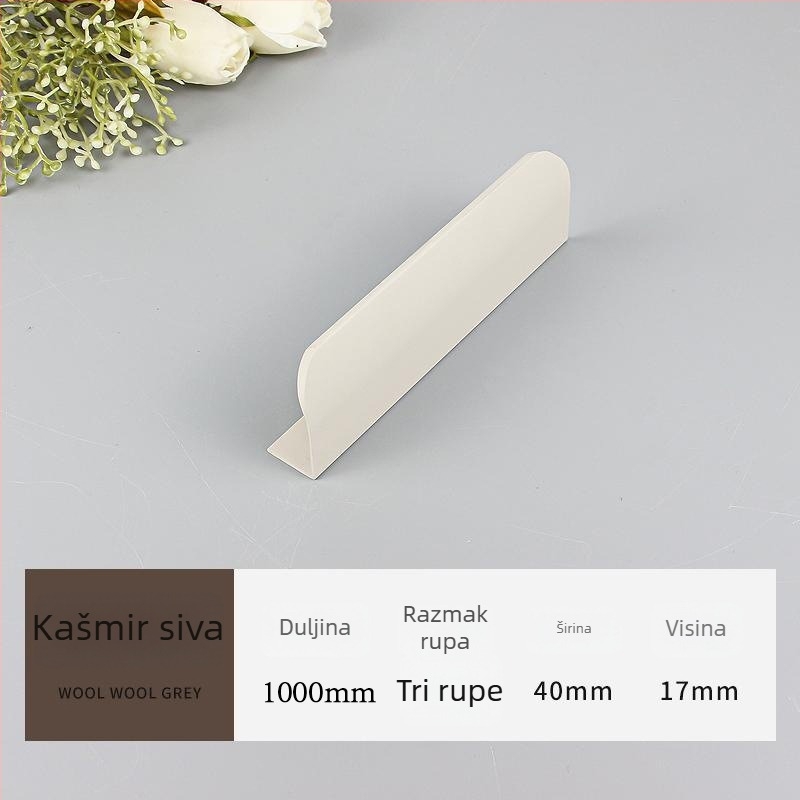 Minimalistička ručka u Morandi boji s nano premazom, poluzatvorenog tipa, za vrata ormara i ladice, aluminijska legura, lukoviti nevidljivi rub