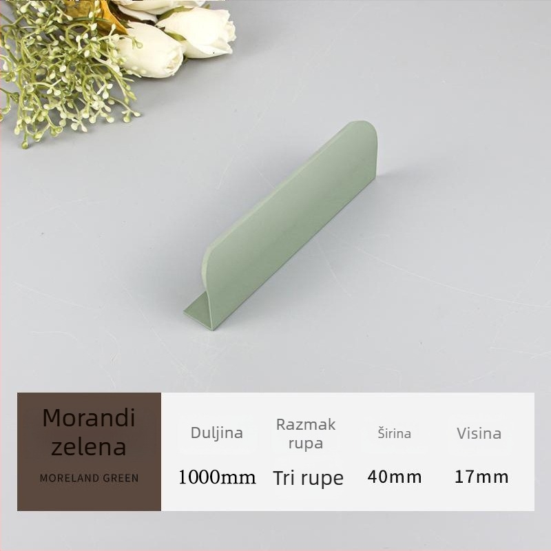 Minimalistička ručka u Morandi boji s nano premazom, poluzatvorenog tipa, za vrata ormara i ladice, aluminijska legura, lukoviti nevidljivi rub
