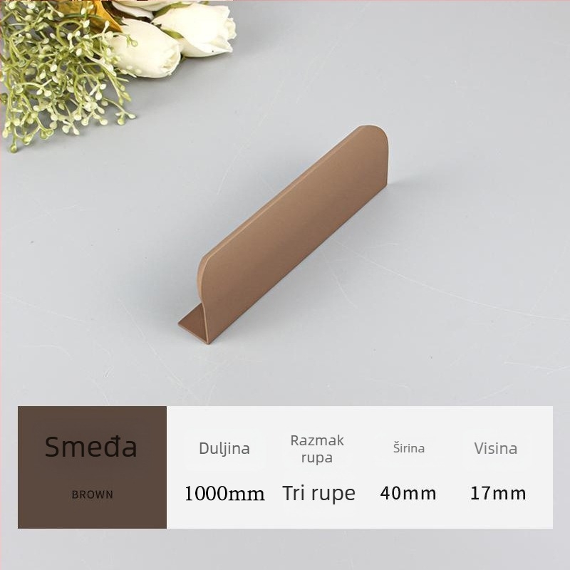 Minimalistička ručka u Morandi boji s nano premazom, poluzatvorenog tipa, za vrata ormara i ladice, aluminijska legura, lukoviti nevidljivi rub