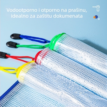 Deli 5654/5655/5656 mrežasta torba za dokumente sa zatvaračem – vodootporna, ojačana za ispitne radove