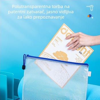 Deli 5654/5655/5656 mrežasta torba za dokumente sa zatvaračem – vodootporna, ojačana za ispitne radove