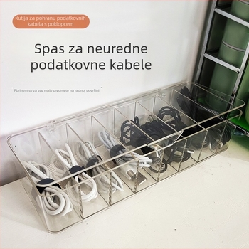Prozirna akrilna kutija za kabelske organizatore s poklopcem, stolni organizator s pretincima za kartice