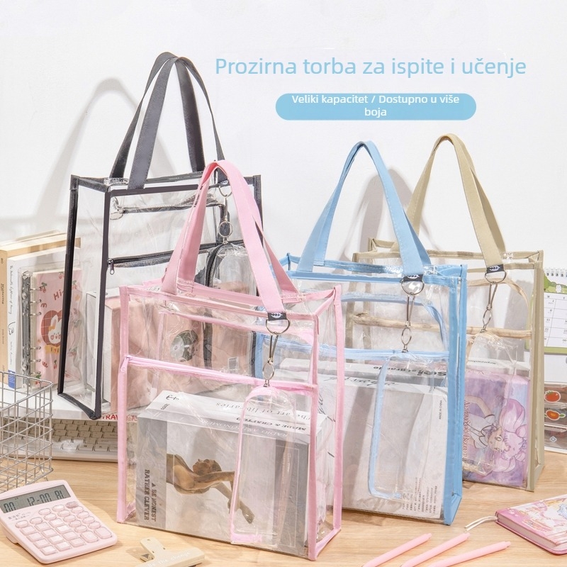 Mo Yan školska torba za papirne potrepštine za ispite, velika kapaciteta, vodootporna, prozirna s zatvaračem, A4