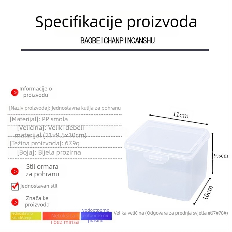 Kvadratna PP plastična kutija s poklopcem za skladištenje malih dijelova i nakita