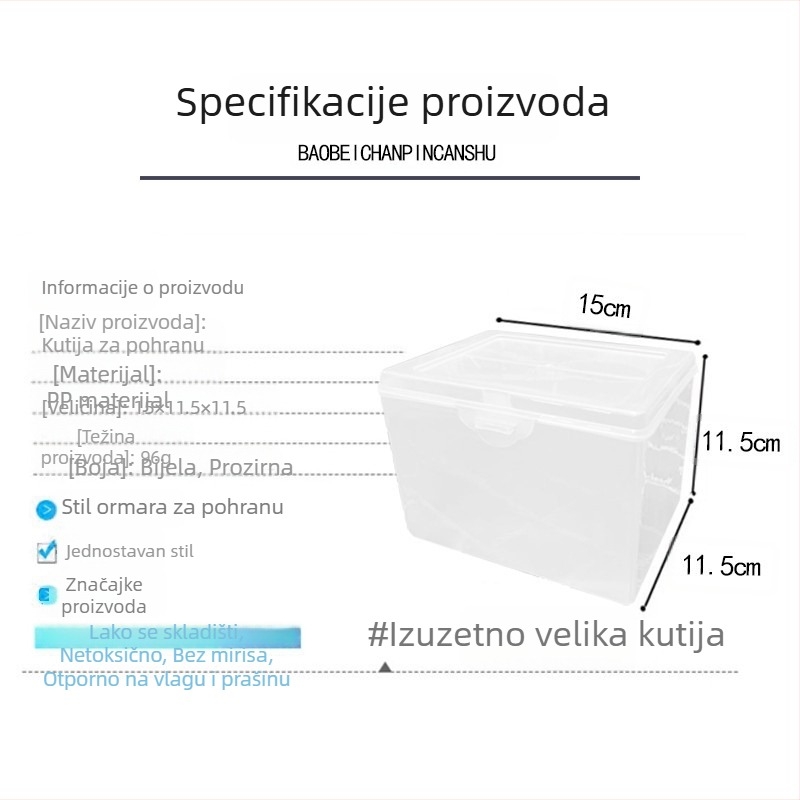 Kvadratna PP plastična kutija s poklopcem za skladištenje malih dijelova i nakita