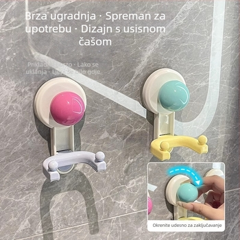 Dopamine dvostruki kuka s usisom, bez bušenja, snažna nosivost, bez tragova, za kupaonicu, za ručnike i papirnate maramice