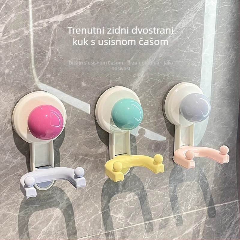 Dopamine dvostruki kuka s usisom, bez bušenja, snažna nosivost, bez tragova, za kupaonicu, za ručnike i papirnate maramice