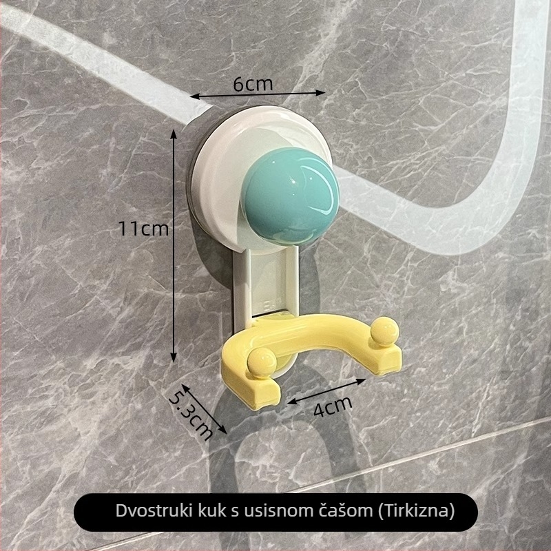 Dopamine dvostruki kuka s usisom, bez bušenja, snažna nosivost, bez tragova, za kupaonicu, za ručnike i papirnate maramice