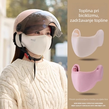 Zimska topla maska za žene, podstavljena flisom i deblja, zaštita od hladnoće za vožnju biciklom i električnim biciklima, maska za zaštitu ušiju, integrirana zaštita od hladnoće.