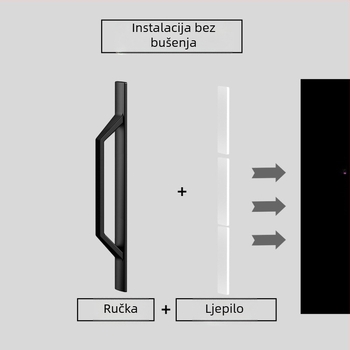Bez bušenja, samoljepljiva drška za klizna vrata od stakla i ormarića (ABS, mat završna obrada)