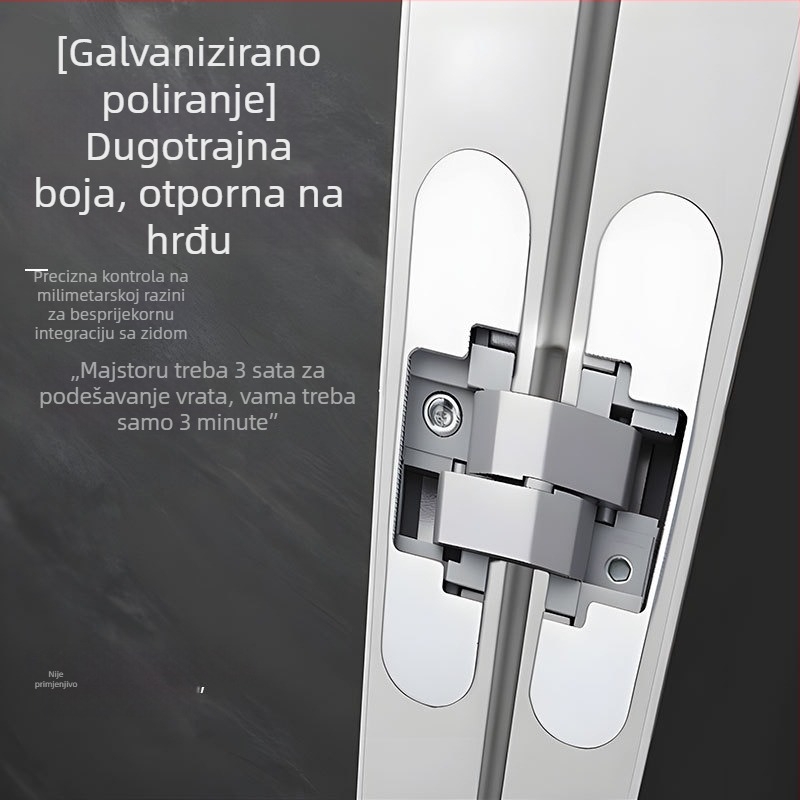 3D podesivi skriveni šarnír vrata, 180° otvaranje prema unutra/vani, skrivena sklopna vrata