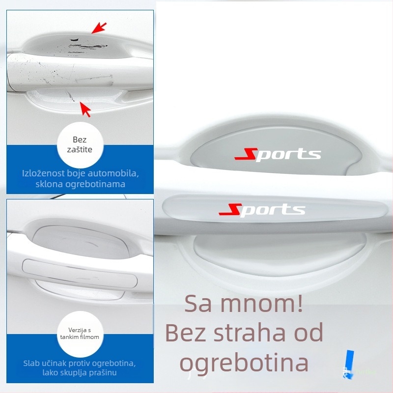 Prozirna zaštitna naljepnica od epoksidne smole za kvaku vrata i udubljenje vrata, otporna na ogrebotine, univerzalna kompatibilnost sa sportskim automobilima