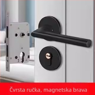 Prilagođena crna split magnetska brava za vrata s tihim radom i drvenom kvakom