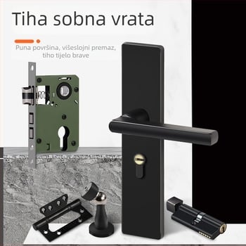 Prilagođena crna split magnetska brava za vrata s tihim radom i drvenom kvakom