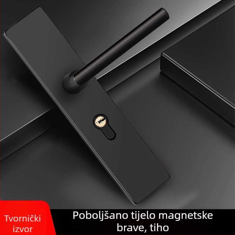 Prilagođena crna split magnetska brava za vrata s tihim radom i drvenom kvakom