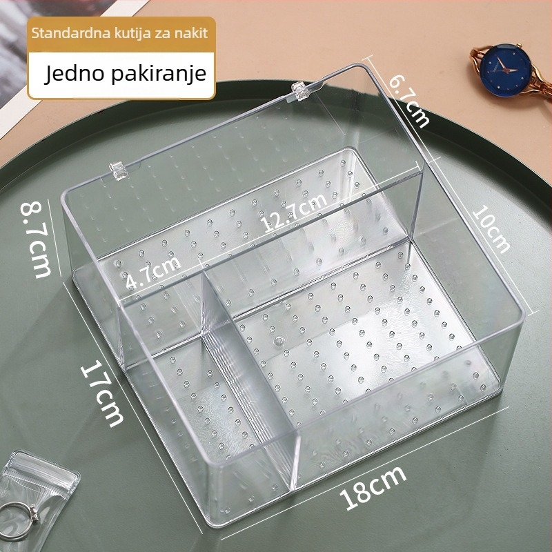 Izuzetna kutija za pohranu nakita, luksuzni organizator s velikim kapacitetom, prozirna pretinica za naušnice, prstene i ogrlice