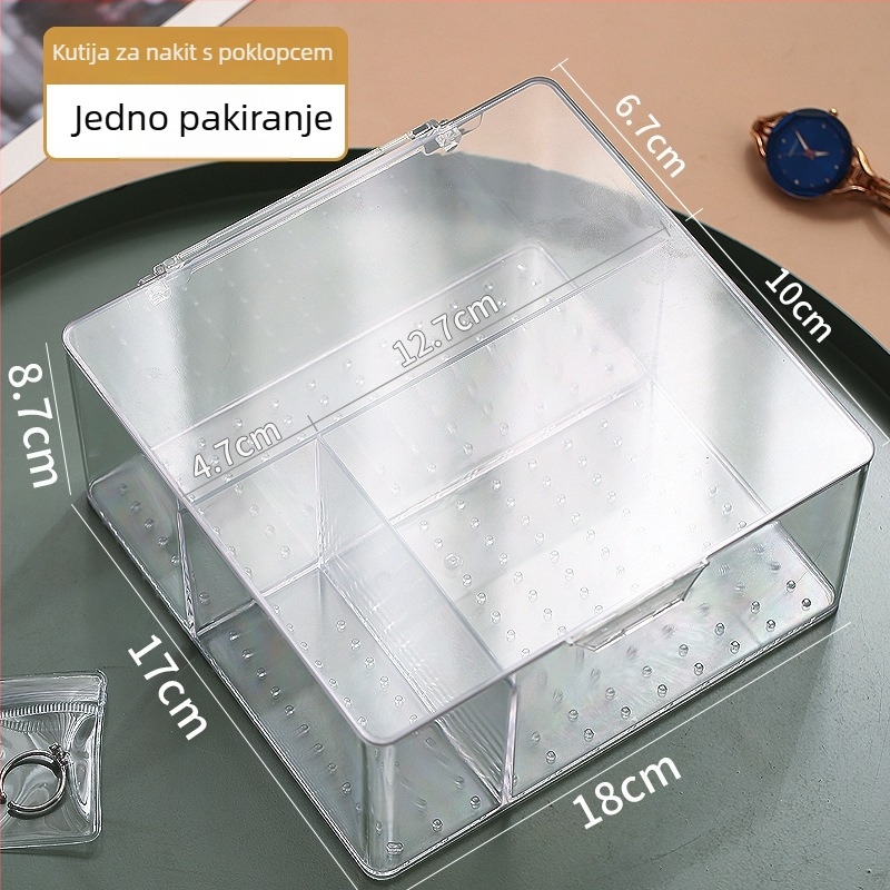 Izuzetna kutija za pohranu nakita, luksuzni organizator s velikim kapacitetom, prozirna pretinica za naušnice, prstene i ogrlice
