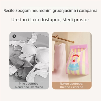 Vješena torba za pohranu donjeg rublja i čarapa, mrežasta torba za garderobu, organizator spavaće sobe, sladak crtani stil