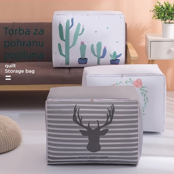 Kockasta torba za skladištenje deke, velika kapacita, PEVA materijal, organizacija spavaće sobe