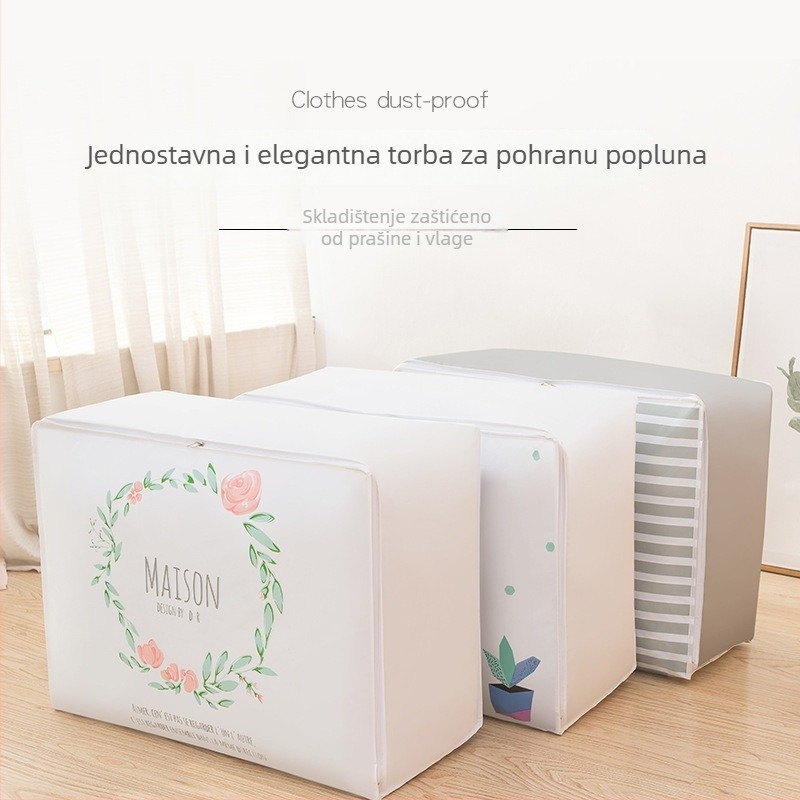 Kockasta torba za skladištenje deke, velika kapacita, PEVA materijal, organizacija spavaće sobe