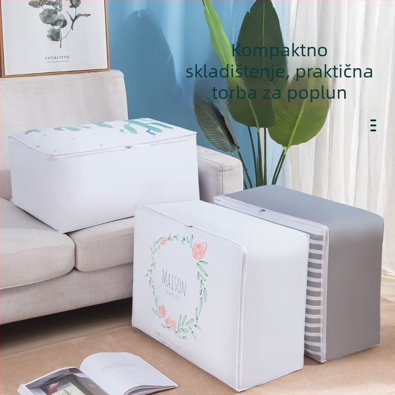 Kockasta torba za skladištenje deke, velika kapacita, PEVA materijal, organizacija spavaće sobe