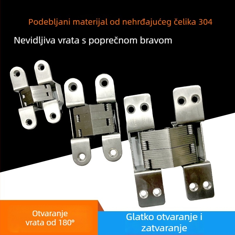 Križne skrivene šarke za vrata, tihi mehanizam, 180° otvaranje, za drvena vrata i sklopivi stol