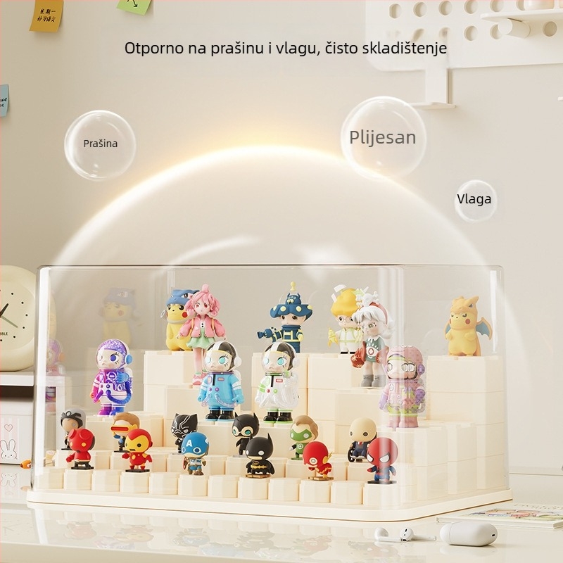 Prozirna kutija za izlaganje s poklopcem za figurice iz tajnih kutija i građevinskih blokova – otpornost na prašinu