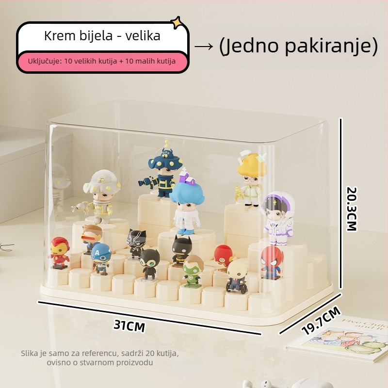 Prozirna kutija za izlaganje s poklopcem za figurice iz tajnih kutija i građevinskih blokova – otpornost na prašinu