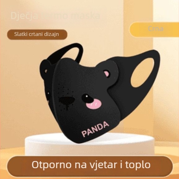 Dječja topla maska s crtanim medvjedom za jesen-zimu, otpornost na vjetar i prozračnost, 3D maska za uši