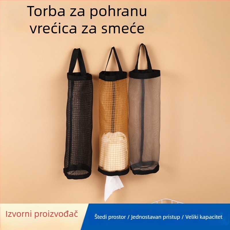 Zidni organizator plastičnih vrećica za kuhinju s izvlačnim dispenserom