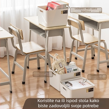 Kutija za knjige sa poklopcem za učenike, organizator knjiga i kutija za pohranu, višenamjenski kućni organizator