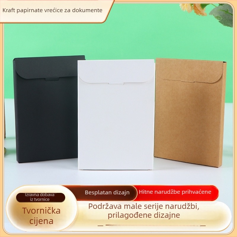 Kraft papir dokument torba s vlastitim logom, prazna DIY omotnica, prijenosni uredski organizator i kutija za razglednice