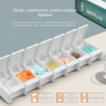 7-pretinasti tjedni organizator za tablete, ladice stil, velika kapaciteta