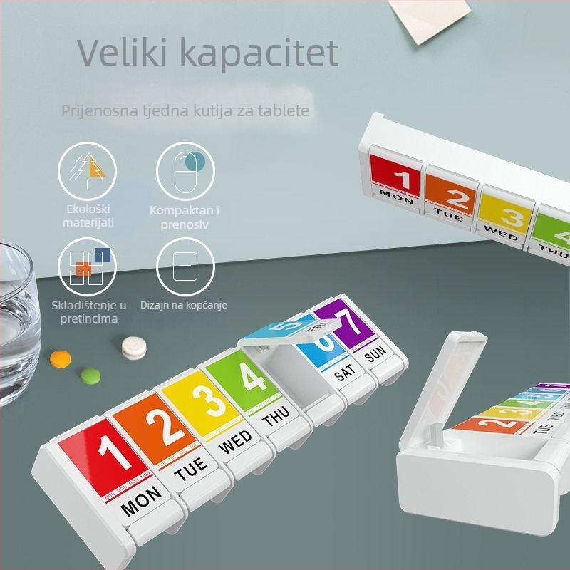 7-pretinasti tjedni organizator za tablete, ladice stil, velika kapaciteta