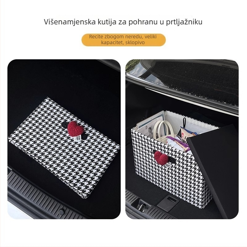 Kožni organizator prtljažnika automobila, sklapanjiva vodootporna kutija za pohranu, višenamjenska auto košarica