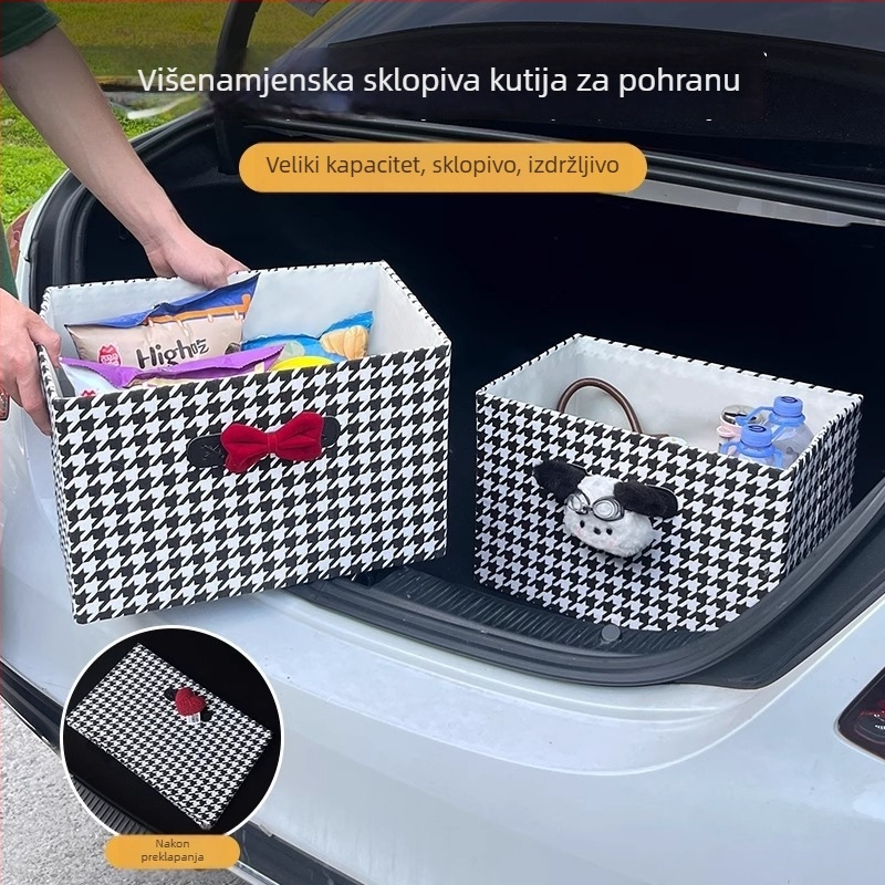 Kožni organizator prtljažnika automobila, sklapanjiva vodootporna kutija za pohranu, višenamjenska auto košarica
