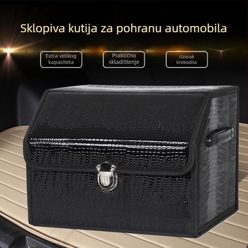 Kutija za skladištenje u prtljažniku s uzorkom kože krokodila, sklopiva, višefunkcionalna, velika kapaciteta, vodootporna, s ručkom i mogućnošću prilagodbe