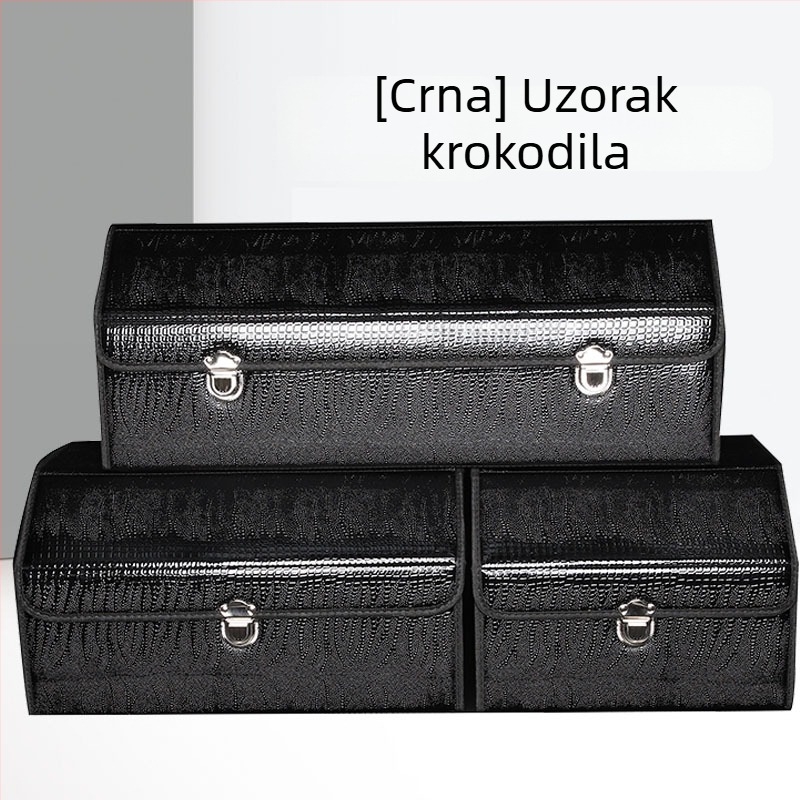 Kutija za skladištenje u prtljažniku s uzorkom kože krokodila, sklopiva, višefunkcionalna, velika kapaciteta, vodootporna, s ručkom i mogućnošću prilagodbe