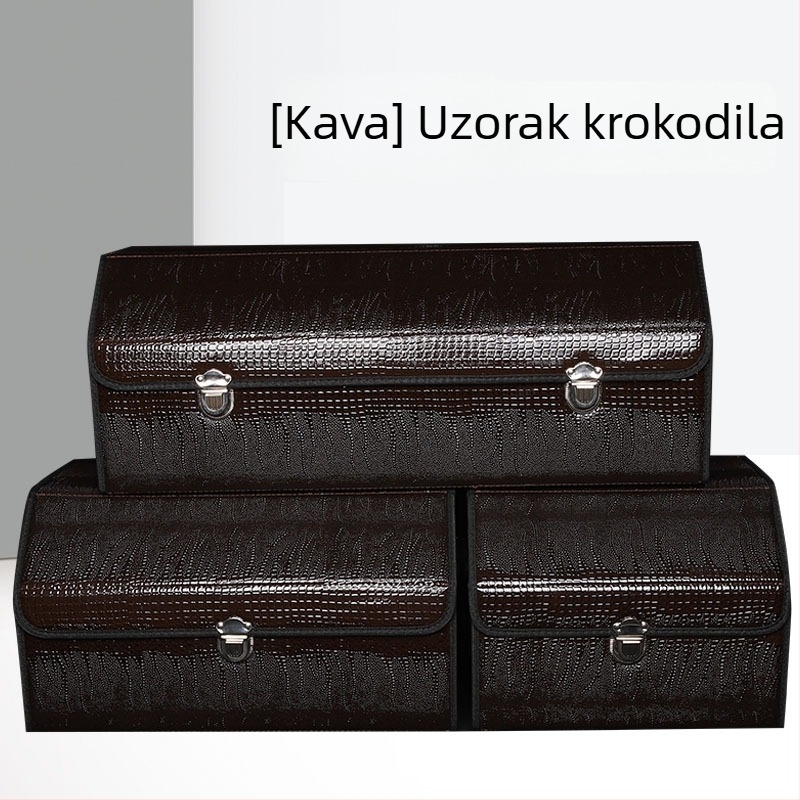 Kutija za skladištenje u prtljažniku s uzorkom kože krokodila, sklopiva, višefunkcionalna, velika kapaciteta, vodootporna, s ručkom i mogućnošću prilagodbe